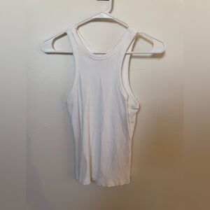 White Ribbed Tank Top